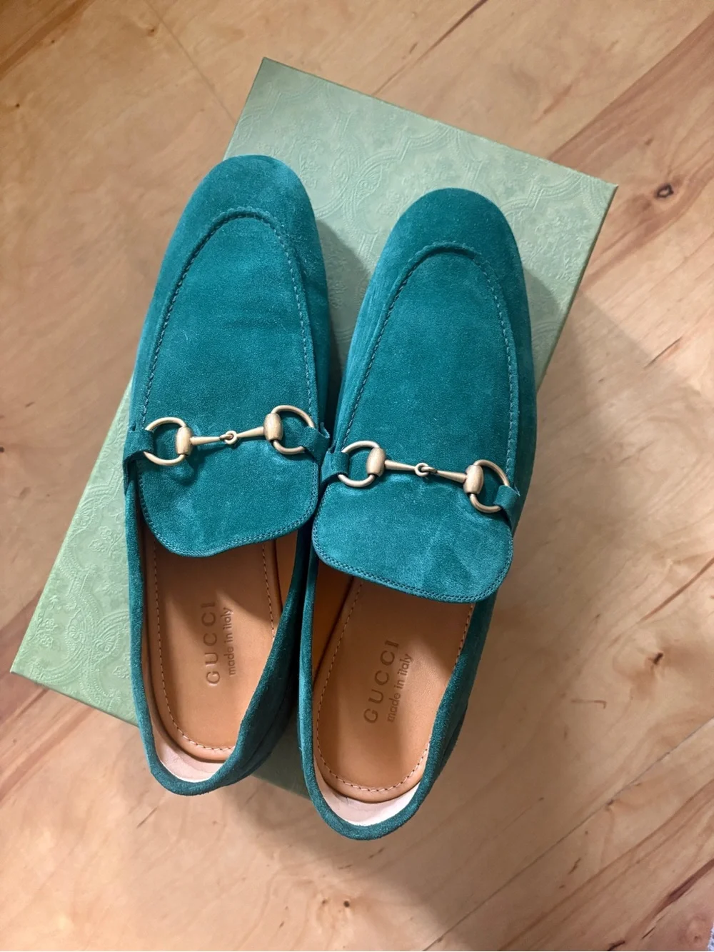 Gucci Jordaan Horsebit Loafers green suede horse (10.5, US 11) - Picture 2 of 3